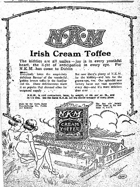 1921_NKM_Toffee.jpg - N.K.M advertisement, The Gael, 5th of December 1921, pg15.