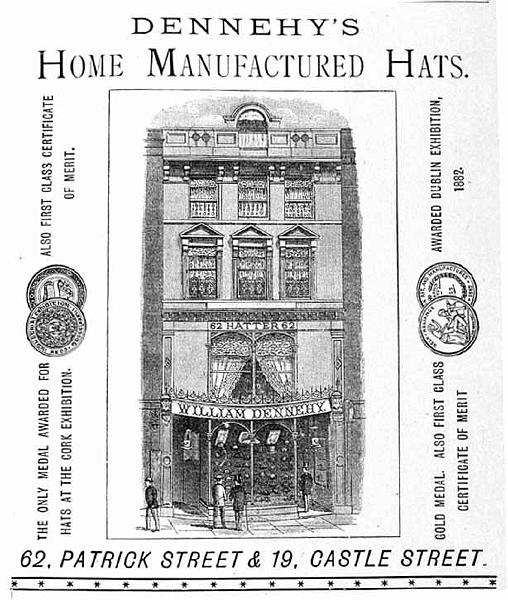 1887-dennehy-hats.jpg - 1887 - "Dennehy's Home Manufactured Hats'