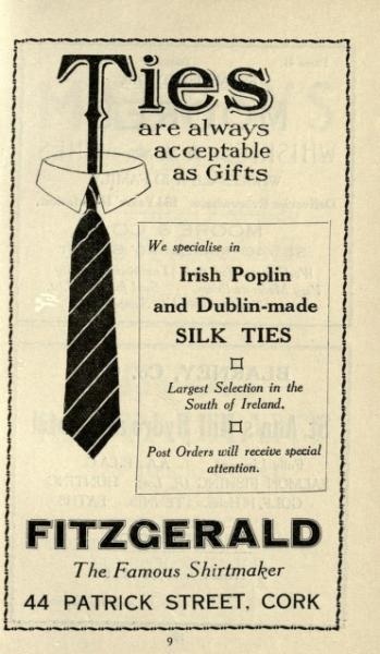 1904-tie-fitzgeralds.jpg - 1904 - ‘Ties are always acceptable as Gifts’. Advertisement for Fitzgerald’s the Tailor, Cork.