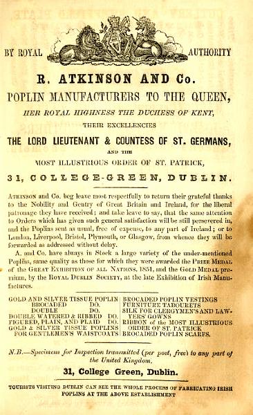 1854_r_atkinson_poplin.gif - Advertisement for R. Atkinson and Co. poplin manufacturers.