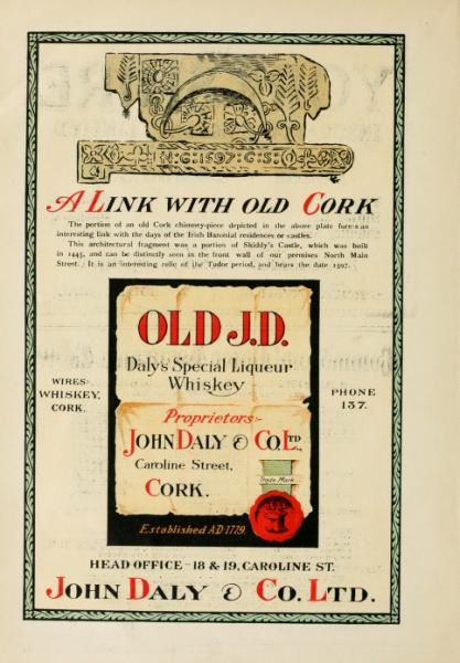 j_d_link_with_old_cork.jpg - 1908 'A Link with Old Cork'. Advertisement for J. D. Whiskey.